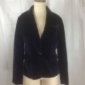 Robert Graham Velour Jacket Blazer Blue Sz 6 Women
